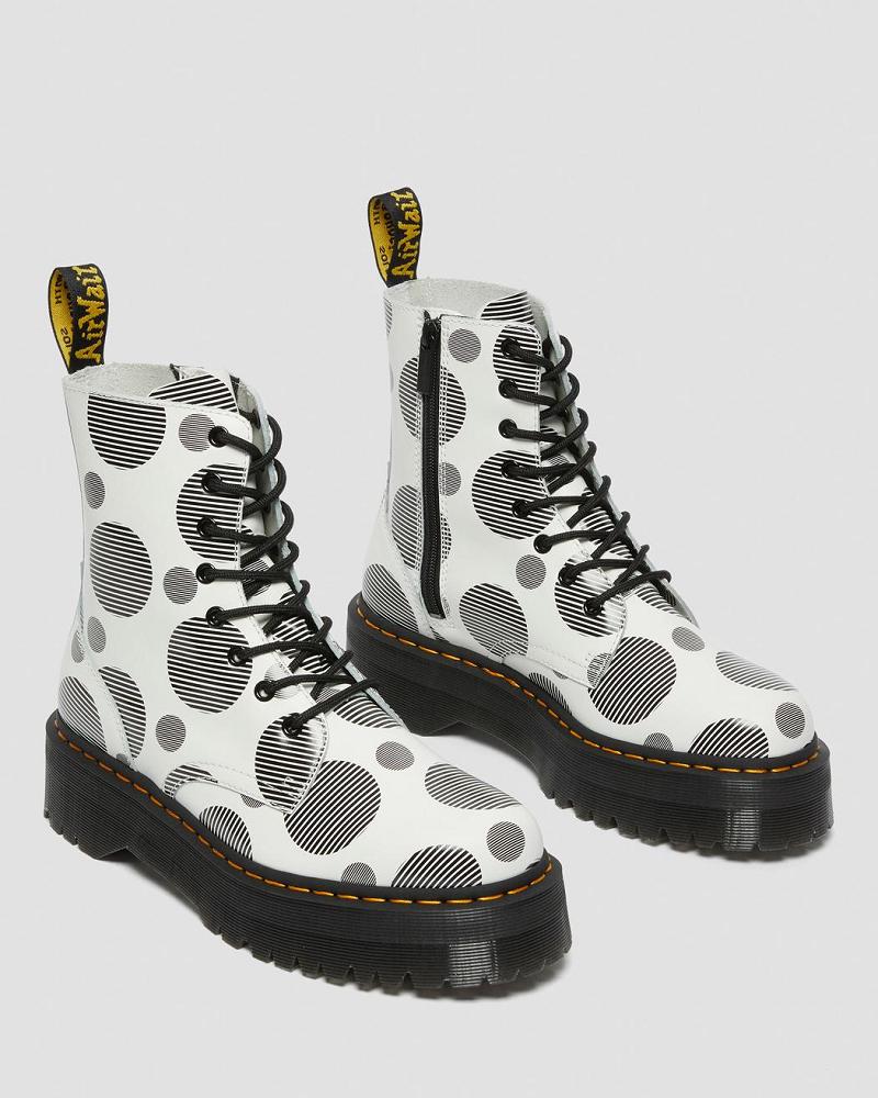 Botas Plataforma Dr Martens Jadon Polka Dot Smooth Cuero Hombre Blancos | MX 253ZUT